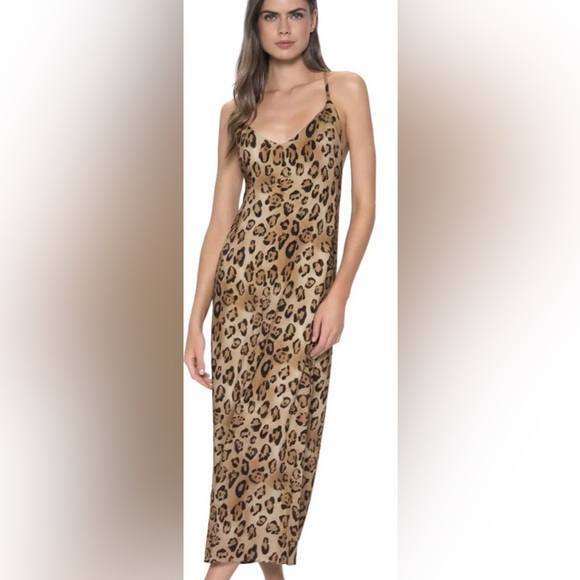 Revolve Amelia Slip Leopard Animal Print Metallic Slip Dress size XS/Small NWT - Picture 15 of 15